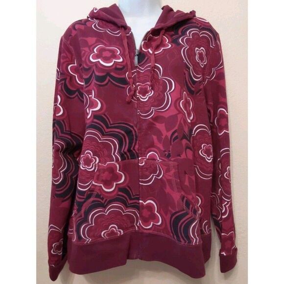 STYLE CO SPORT Hoodie Flower Print Cotton Spandex L - Picture 1 of 8